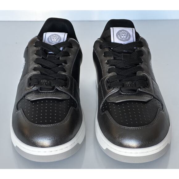 Versace Medusa Men’s Black/Silver Leather Sneakers 8.5 US (41.5) 1013377 IT NIB - Picture 9 of 15